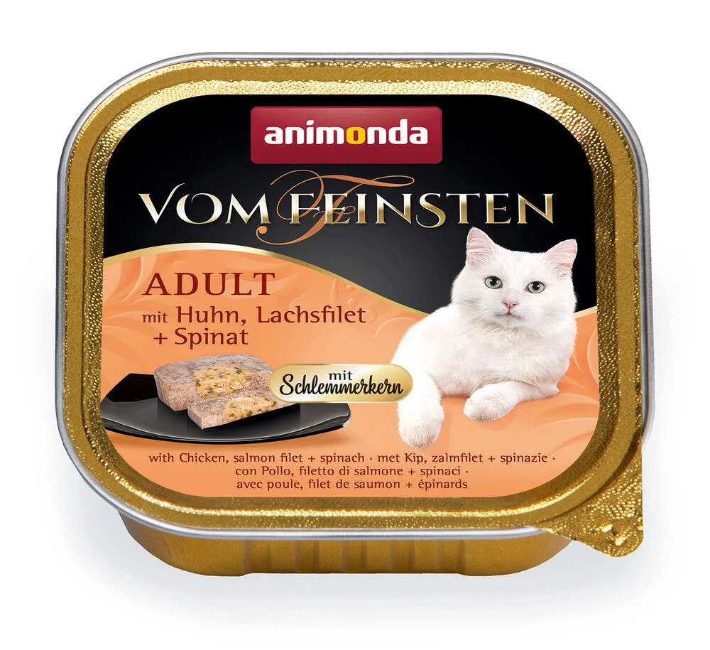 Animonda Vom Feinsten Adult 32x100g Mit Huhn, Lachsfilet Und Spinat 4 Animonda Vom Feinsten Adult 32x100g Mit Huhn, Lachsfilet Und Spinat – Bild 2