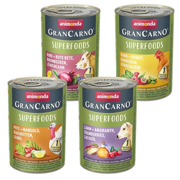 Animonda GranCarno Superfoods Mixpaket 24x400g 3 Animonda GranCarno Superfoods Mixpaket 24x400g