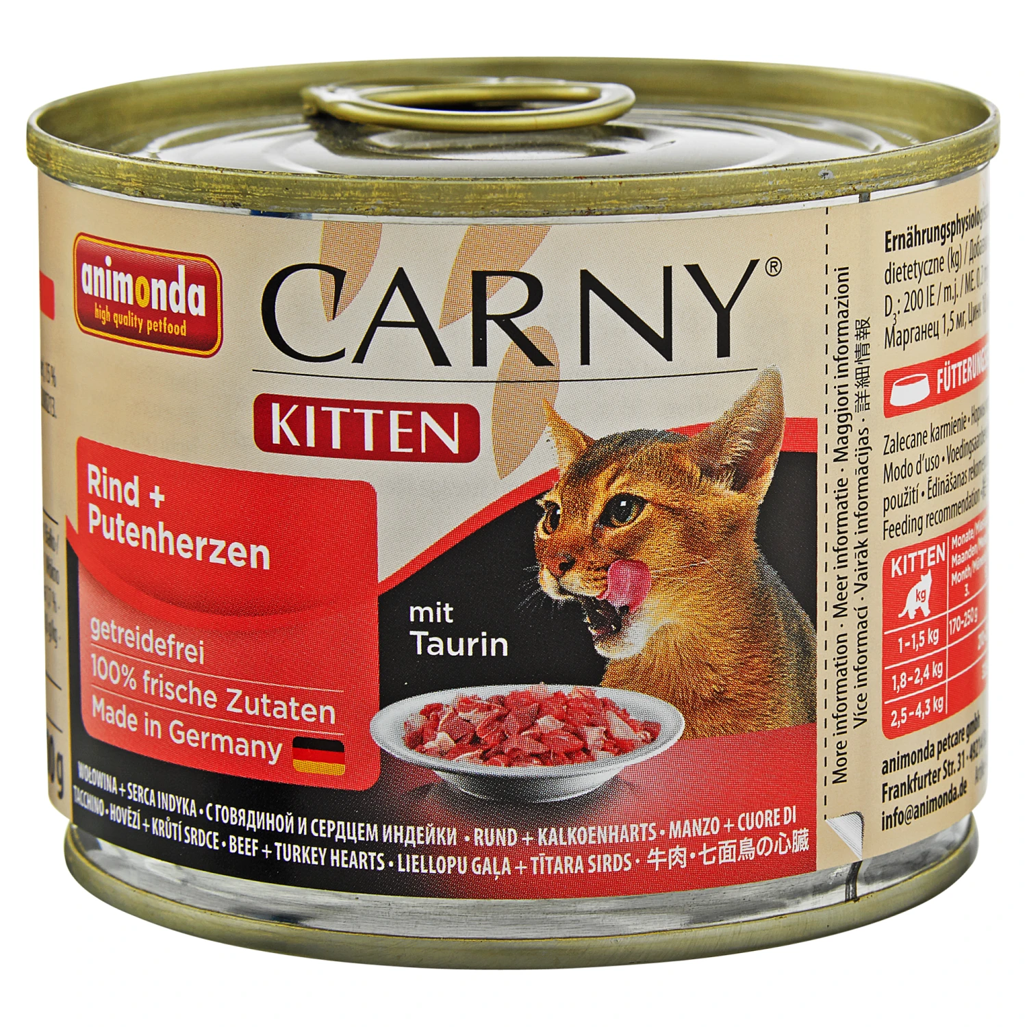 ANIMONDA Katzennassfutter "Carny" Kitten Mit Rind/Putenherzen 200 G 3 ANIMONDA Katzennassfutter "Carny" Kitten Mit Rind/Putenherzen 200 G